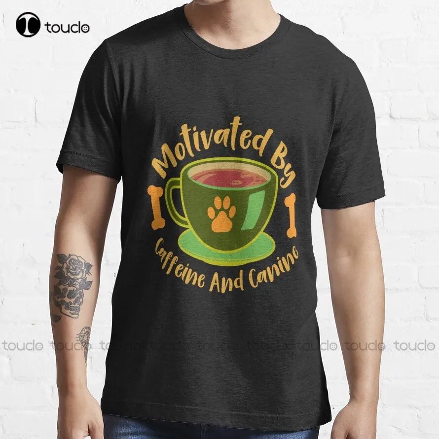 Motivated By Caffeine And Canines - For Coffee And Dog Lovers T-Shirt Girls Uniform Shirts Funny Art Harajuku Streetwear Cartoon