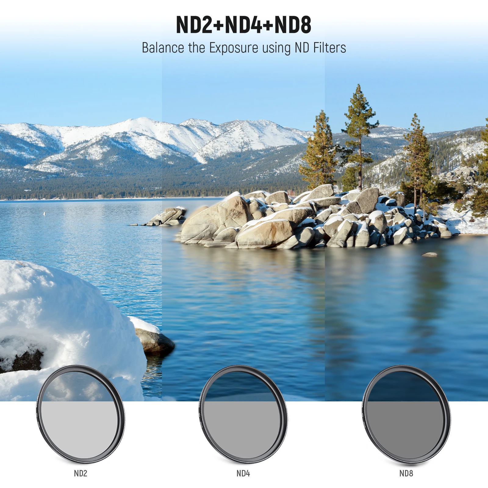 NEEWER Lens Filter Kit: UV, CPL, FLD, ND2, ND4, ND8, Lens Hood and Lens Cap Compatible with Canon Nikon Sony Panasonic DSLR