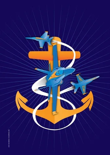 Anchors Aweigh Blue Angels Fouled Anchor Garden Flag by Joe Barsin, 12x18 UUI GGX