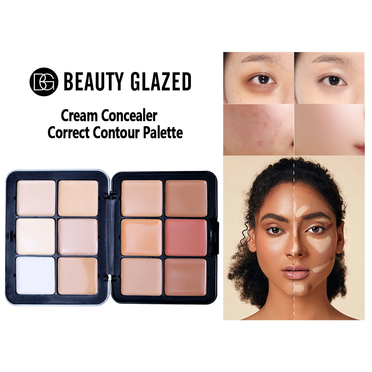 Face Secret 12 Color Concealer Palette, Waterproof Moisturizing Concealer Cream, Covering Acne Dark Circles Long Lasting