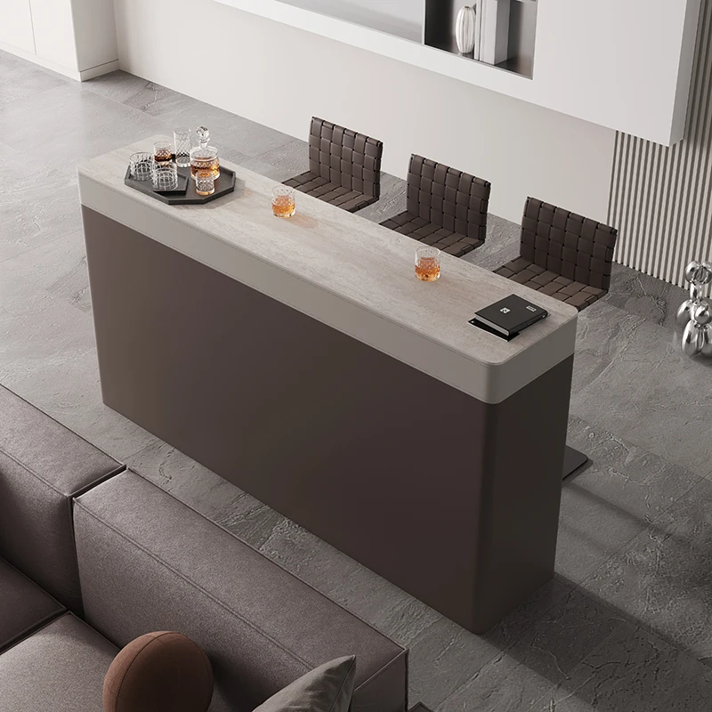 

Современный простой пещерный камень, каменная плита, барный стол, светильник, роскошная элитная гостиная