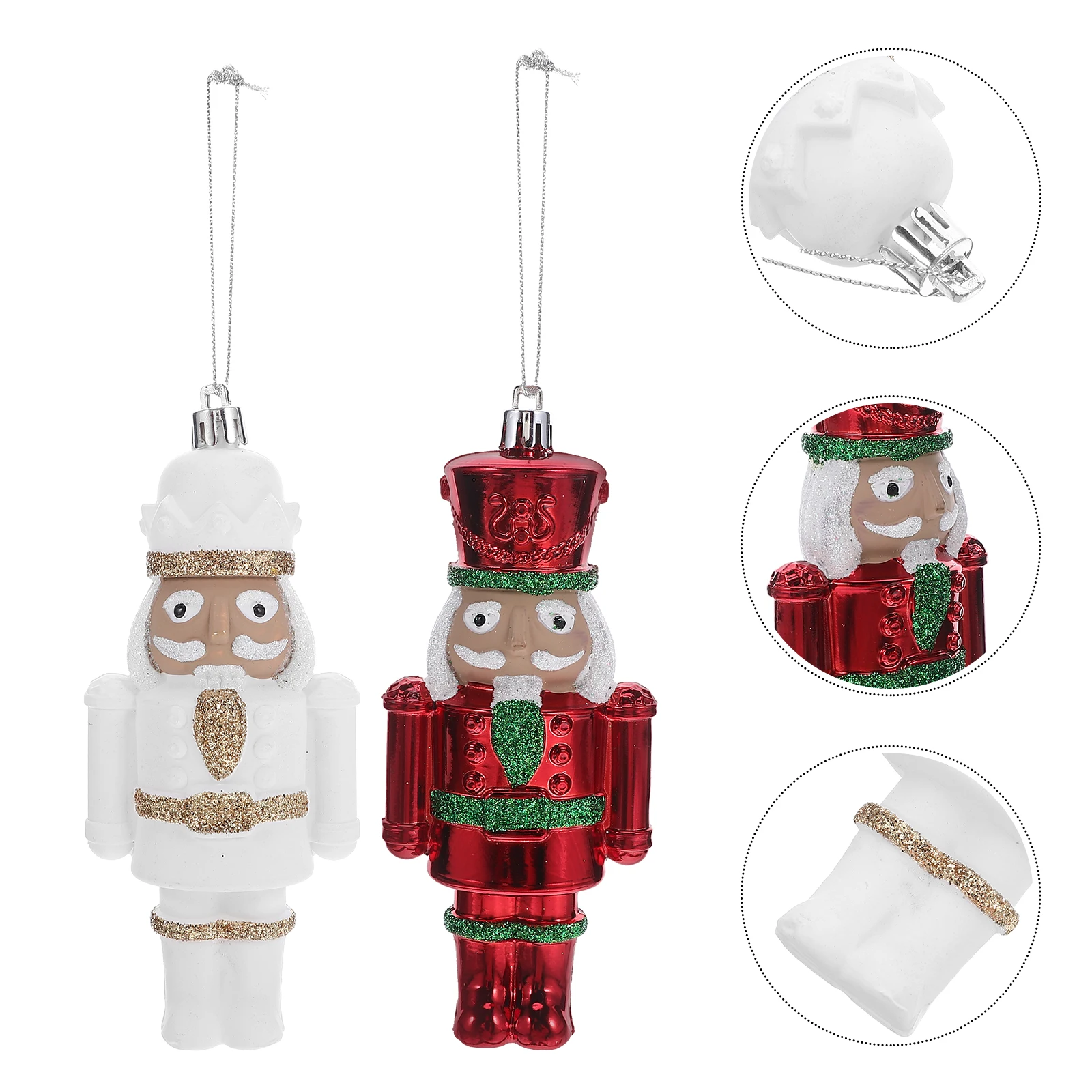 

2Pcs Christmas Nutcracker Soldier Ornaments Vibrant Plastic Nutcracker Decorations for Xmas Tree Holiday Decor