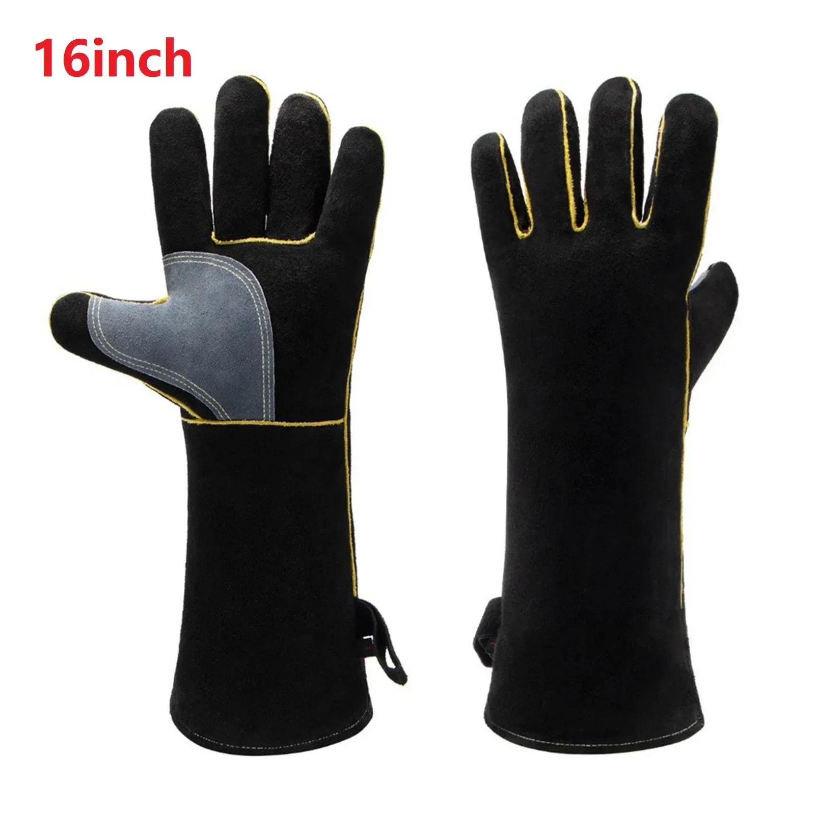 1Pair Cowhide Welding Heat Insulation Gloves Barbecue Gloves Cowhide Insulation Welder Protective Gloves Welding Gloves