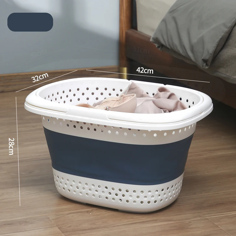 Collapsible Plastic Laundry Basket Folding Pop Up Bathroom Dirty Clothes Basket Household Plastic Large Storage Container