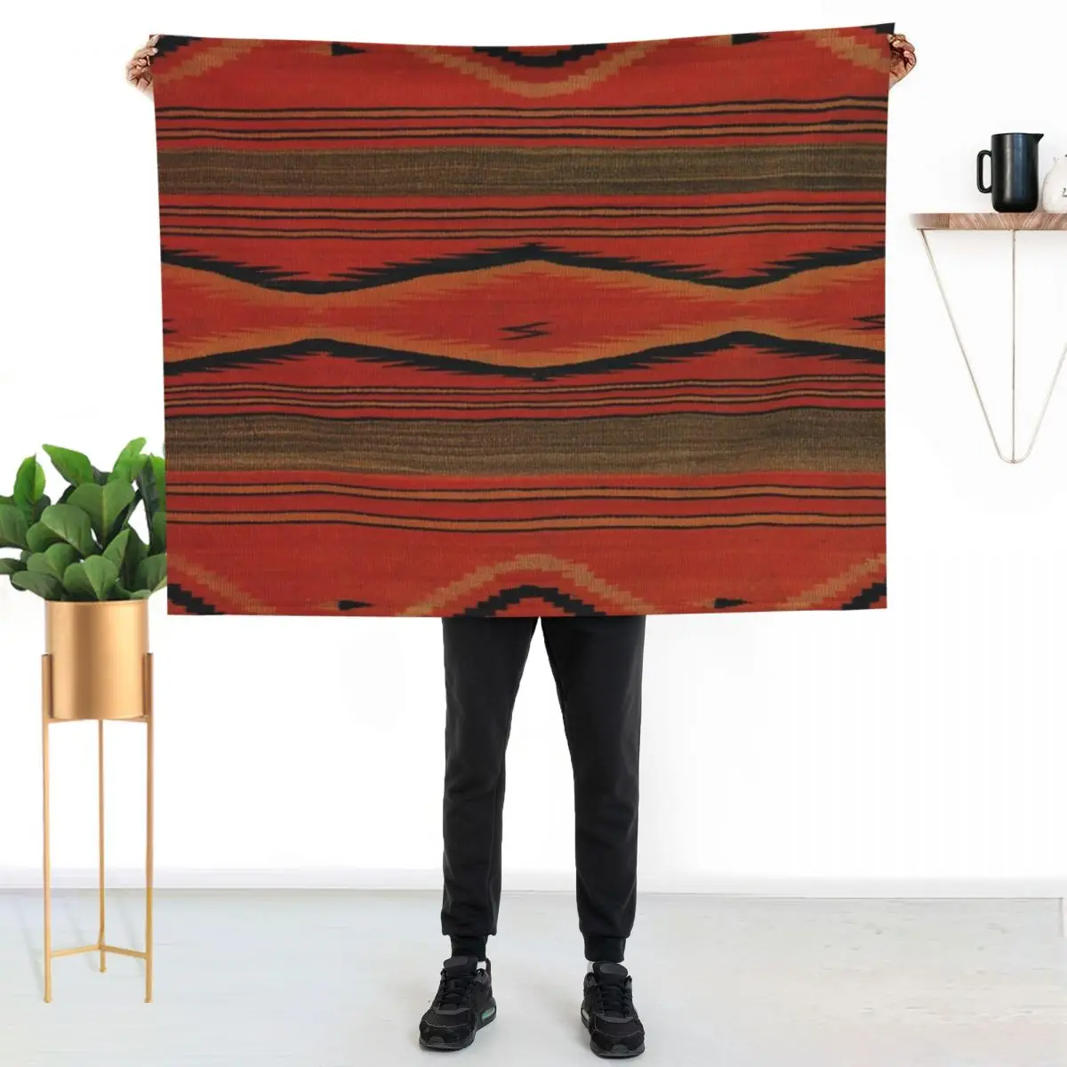 Navajo Textile / Native American Weaving pattern 27 Throw Blanket Outdoor Soft Blanket for Picnic Beach Camping