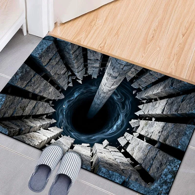 MELLON 3D Visual Floor Mat Cave Illusion Entryway Door Mat Water-absorbing Quick-drying Bedroom Bathroom Anti-slip Foot Mat