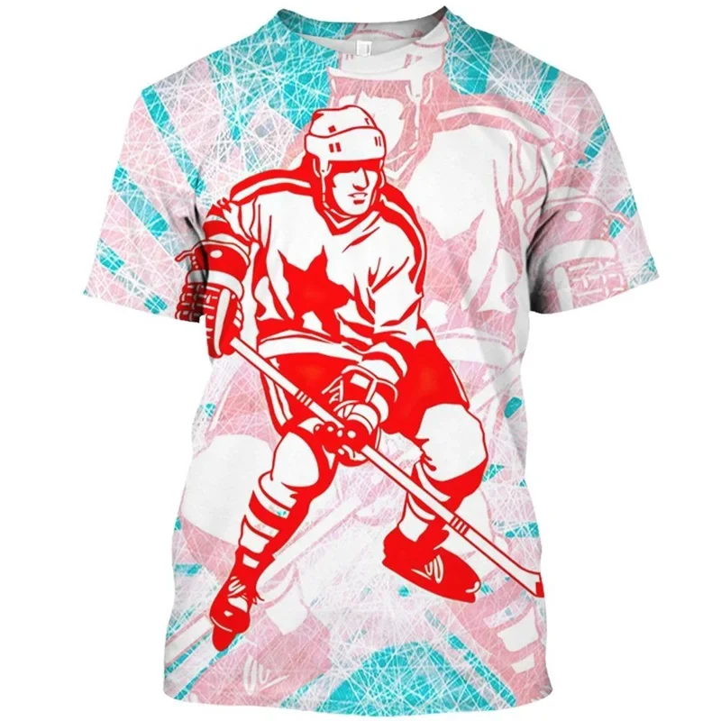 

3D Printing Hockey Graphic T-Shirt For Men Short-Sleeved Casual Sports Tee Tops Casual Oversized Men Tshirts Streetwear Clothes