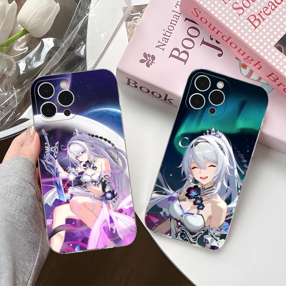 

Honkai Kiana Kaslana Phone Case for iPhone 16 15 14 13 12 11 X XR XS 8 6 Pro Max Plus Mini Clear Colour Protective Luxury Pretty