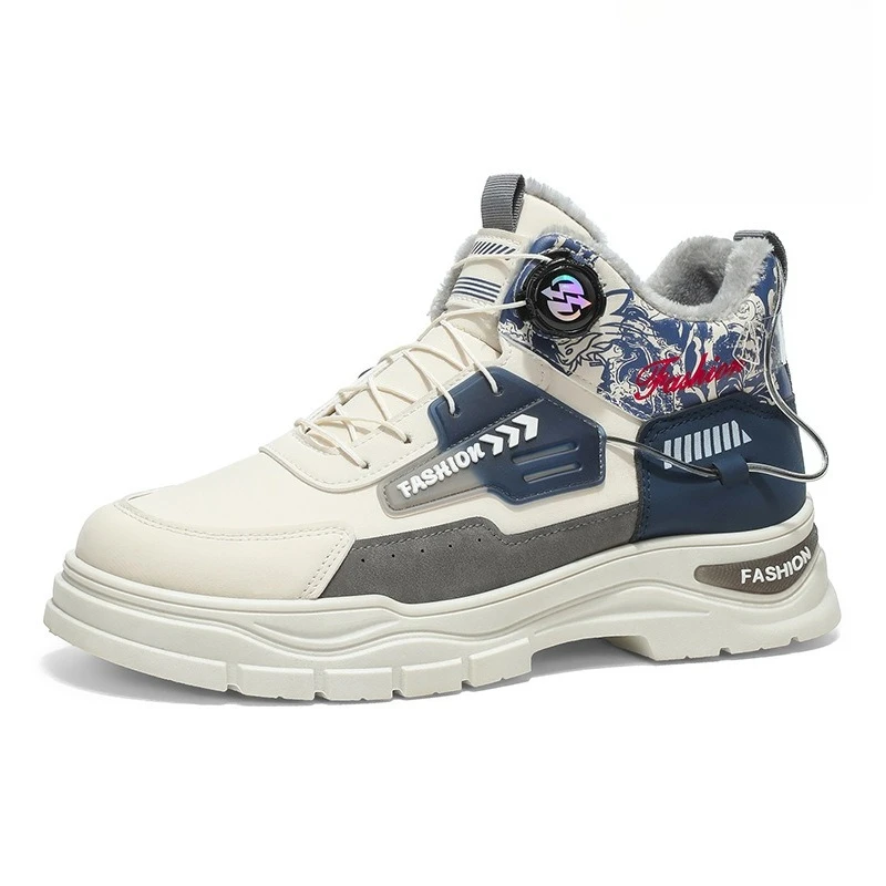 New Men's Winter Snow Boots Thermal Fur Lined Waterproof Non-Slip Chunky Sole Comfortable Ankle Boots Outdoor Shoes