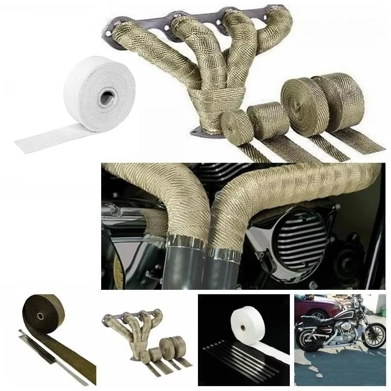 Motorcycle Exhaust Pipe Modified Tropical Glass Fiber Heat Protection Auto Parts Heat Wrap Manifold Insulation Roll Resistant
