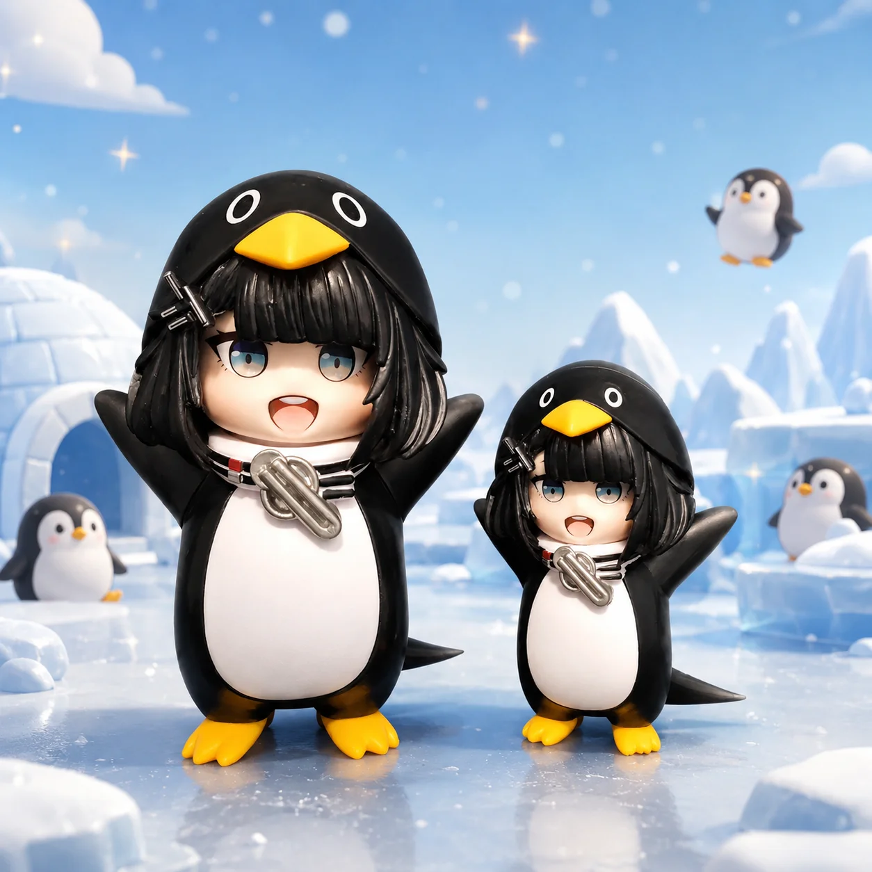 Gugugaga Pinguin, niedliche Anime-Figur, Kawaii-Sammlerstatue, Desktop-Display-Modell, Charakter-Dekoration