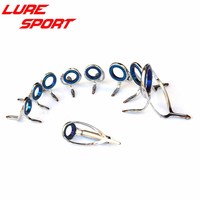 LureSport 9pcs Guide silver Steel frame Blue ring guide Set MN20 Rod Building component Repair DIY Accessory