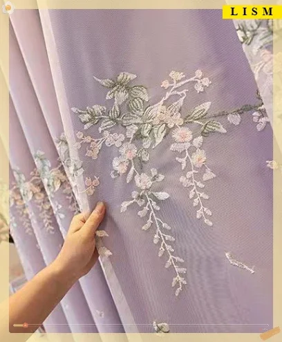 

Современные простые пасторальные вышитые двухслойные однотонные шторы с полным затемнением для гостиной, столовой, спальни, виллы