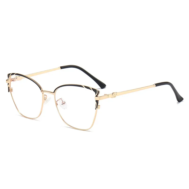 New Style Plain Women\'s Metal Cat Eye Optical Glasses Artistic Myopia Frame Fashionable Flat Lenses Eye Glasses Frames for Men