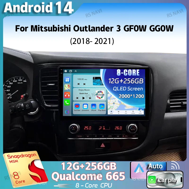 

Android 14 для Mitsubishi Outlander 3 GF0W GG0W 2018-2021 2K QLED Android Автомобильный радиоприемник Мультимедийный видеоплеер GPS Стерео CarPlay