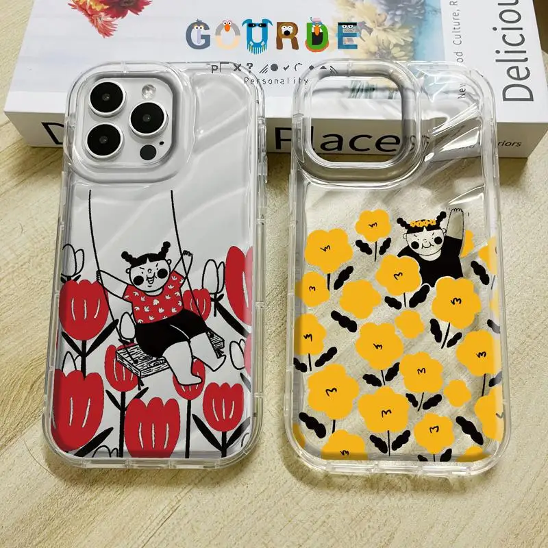 

Gourde Cute Girl Flower Cartoon Patterns Phone Case for Iphone 16 15 14 12 13 11 Pro Max Ip 7 8 Plus Iphon X Xs Xr Xs Max