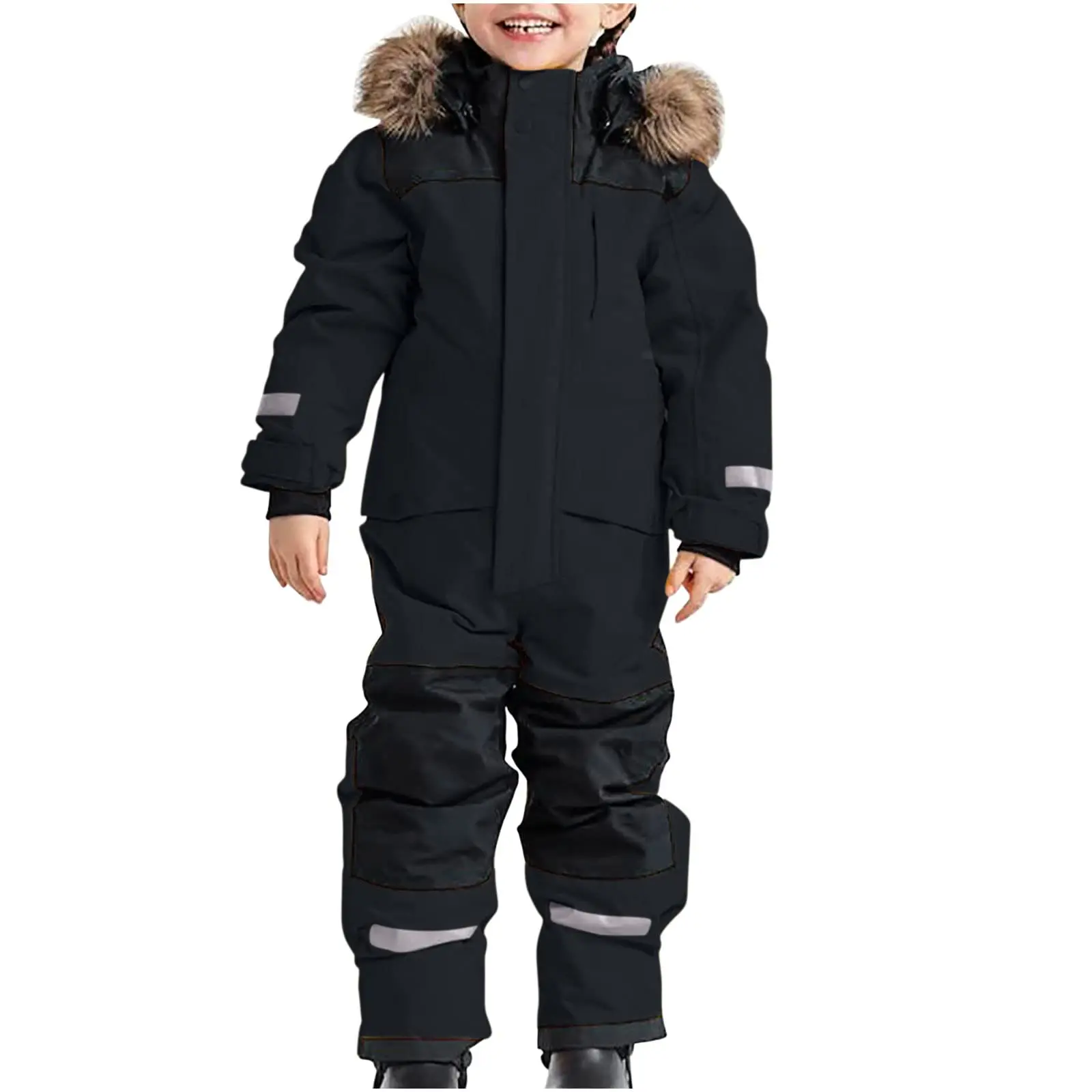 

Children'S Fashion Outdoor Waterproof Fleece-Lined Thickened Warm Boys' And Girls' One-Piece Ski Suit Children Ski Jumpsuit Ski