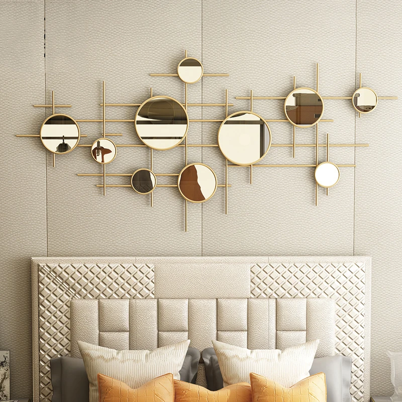 Modern simple mirror wall decoration American metal wall decoration living room sofa background wall