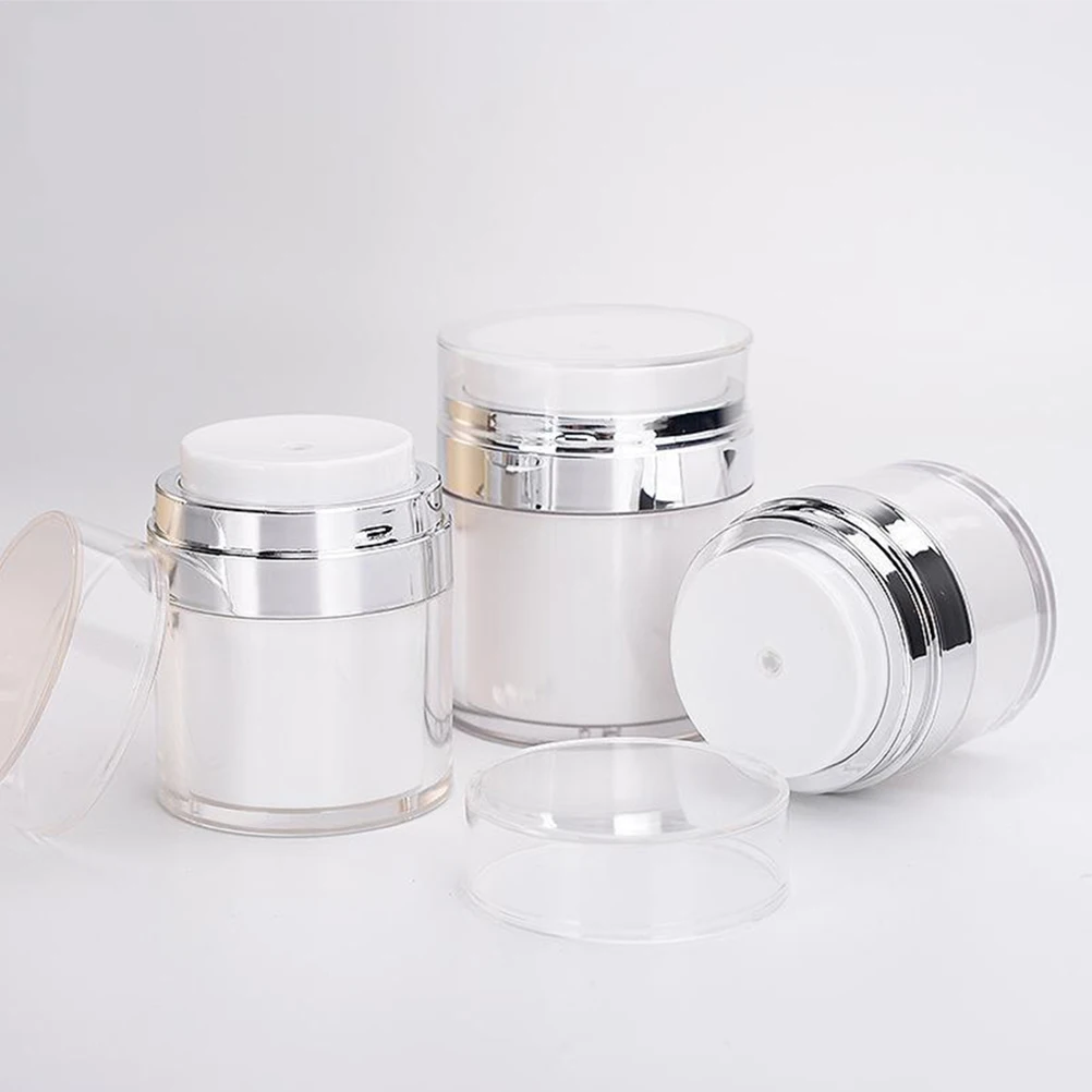 

2pcs Mini Plastic Airless Pump Jars Leak Proof Travel Size Skincare Moisturizer Cream Containers Storage Bottle Solution