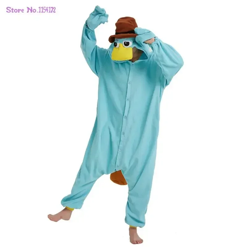 2025 New Men PajamasFor Adults Monster Cosplay Costume Animal Onsie Pyjamas (XXL Suit 180-200CM)Perry the Platypus Kigurumi W AA