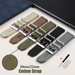 20mm 22mm Nylon Watch Strap for Seiko Military Wrist Band for Omega for Tudor for Casio Cotton Watch Band Quick Release Bracelet