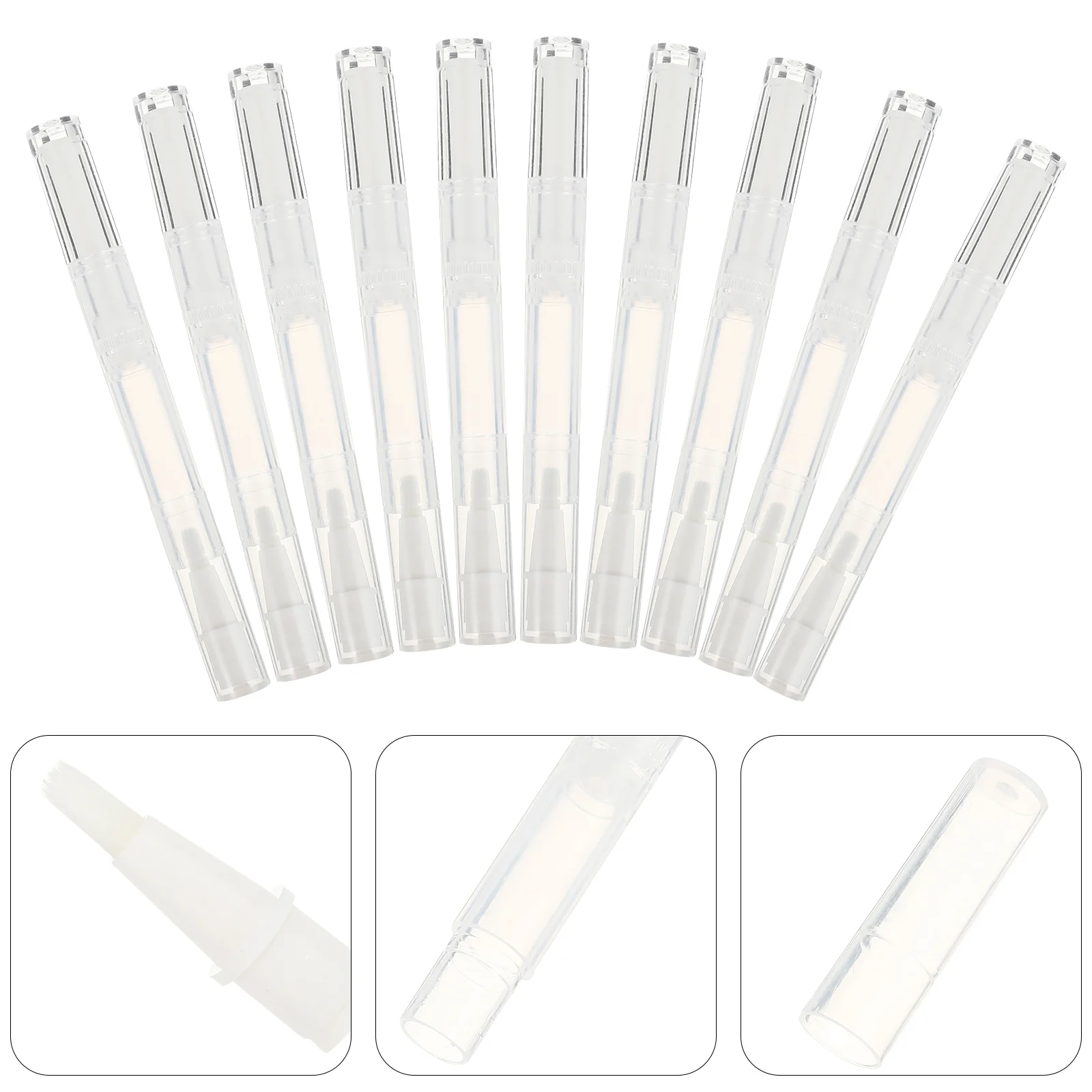 Lip Gloss Esmalte Vazio com Cabeça de Escova, Canetas Torção Transparentes, Tubo Rotativo, Espiral de Óleo, 3ml, 10 Pcs