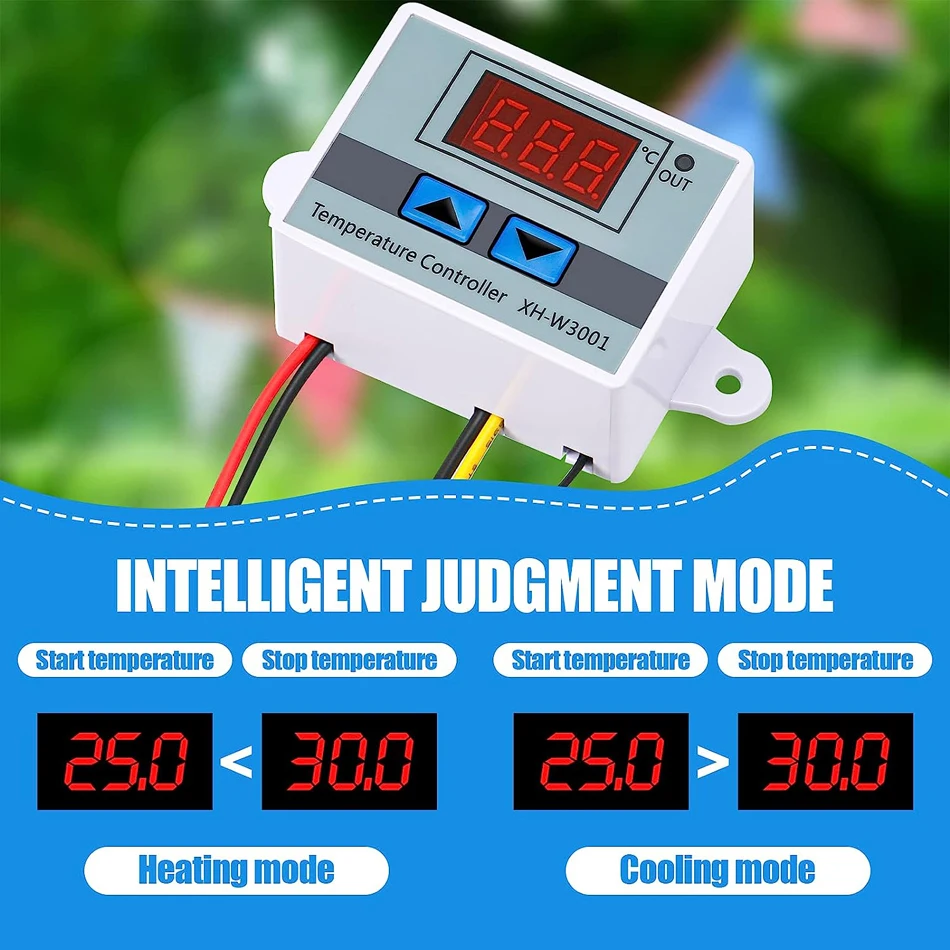 W3001 Digital LED Temperature Controller 10A Thermostat Control with NTC Sensor Probe XH-W3001 12V 24V 110V 220V