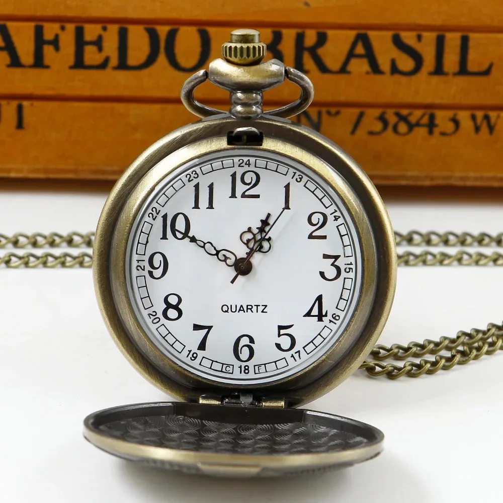 Steampunk ساعات الجيب الكوارتز Relogio فوب الساعات الرجال والعتاد تصميم ساعات الجيب قلادة مع سلسلة قلادة