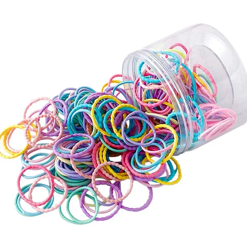 Bande de caoutchouc élastique en nylon pour filles, bandes de cheveux mignonnes, accessoires pour enfants, document de bonbons, porte-queue de cheval, bande de sauna, ornements, 50 pièces, 200 pièces