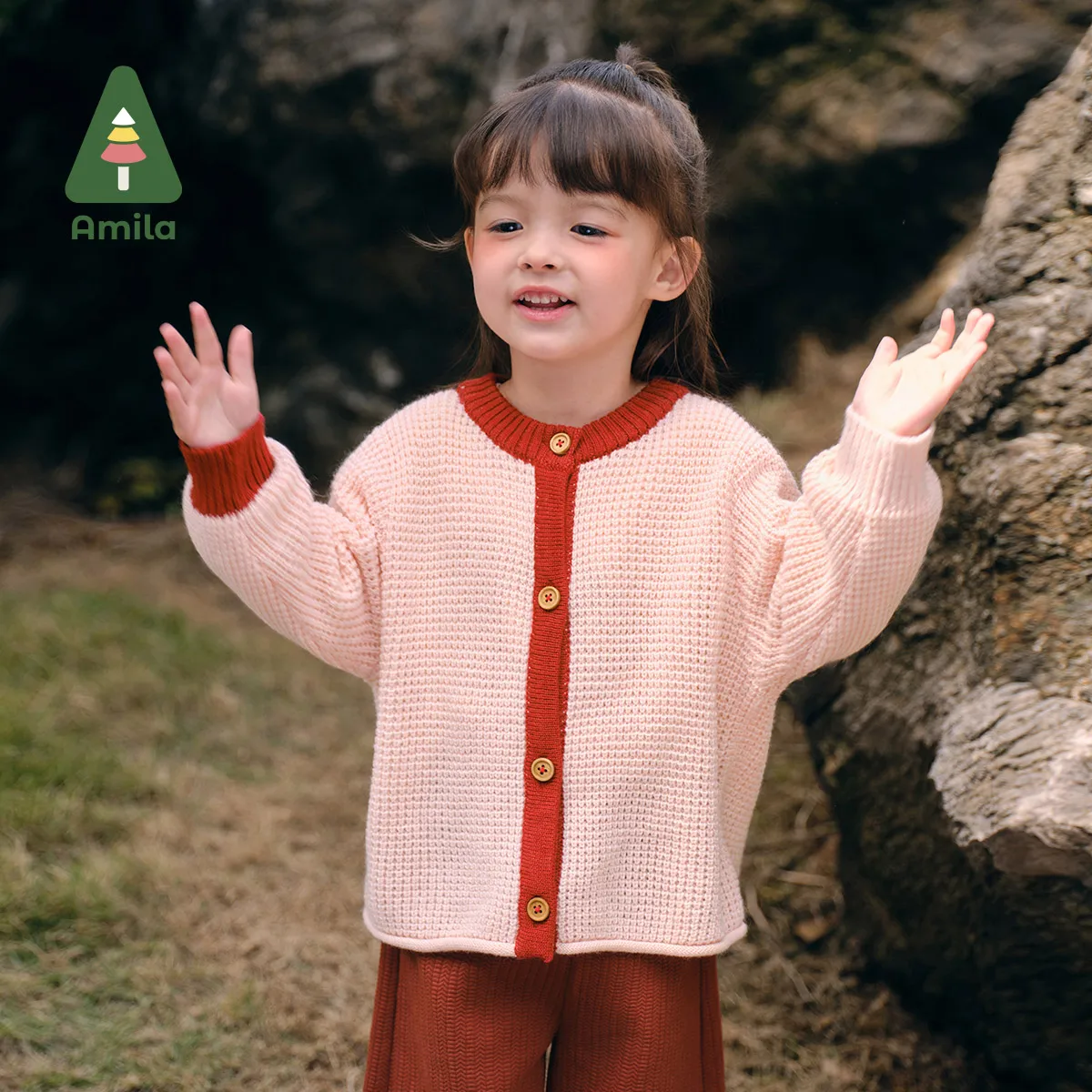 Amila Children‘S Sweater 2024 Autumn New Boys And Girls High Quality Knitted Warm Wool Soft Skin-Friendly Comfortable Baby Coat