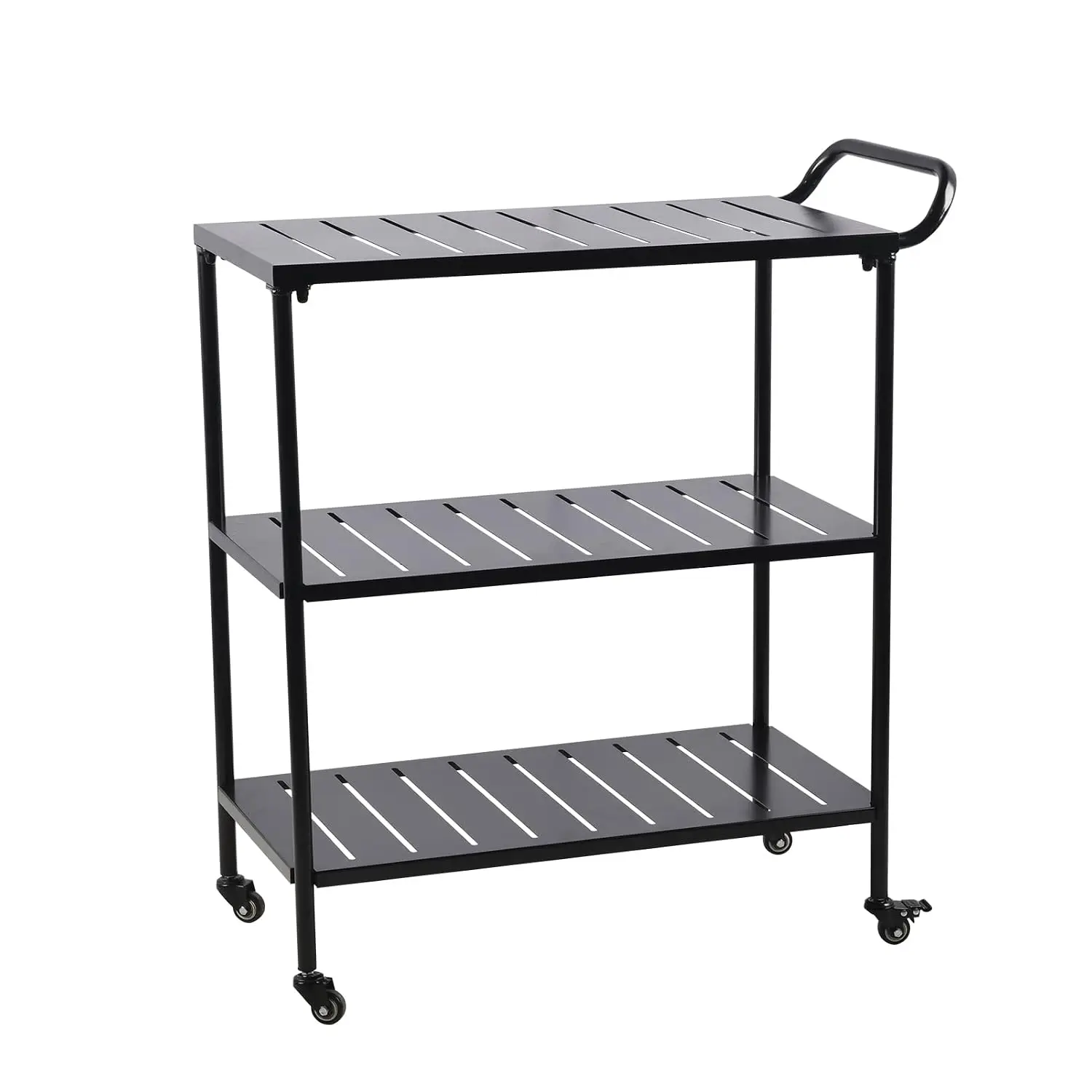 Industrial 3 Tier Rolling Utility Storage Cart, Metal bar Cart with Wheels Kitchen Bar Dining Room Tea Wine, Storage Cart Black