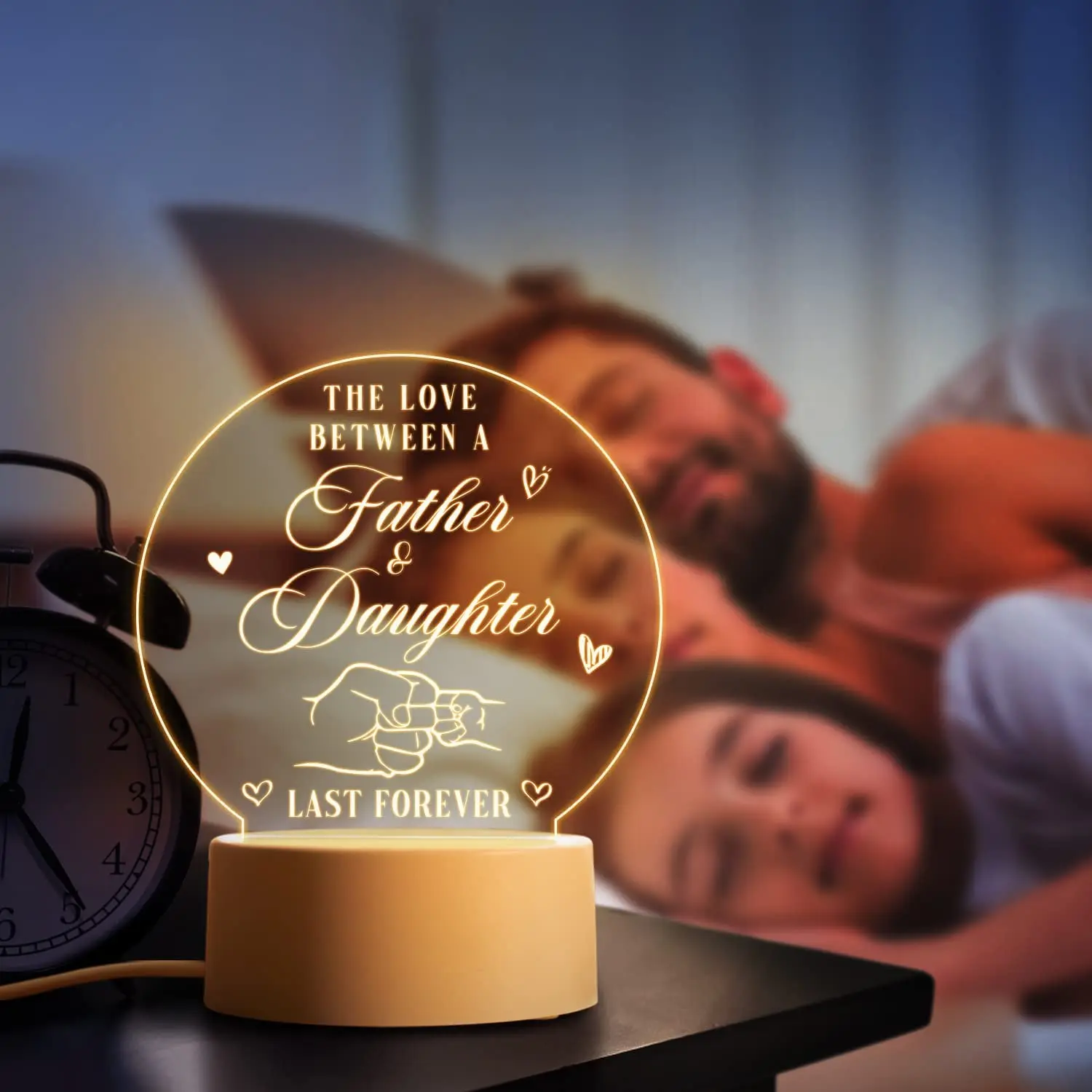 Gifts for Dad from Daughter, Gifts for Dad Night Light Engraved with Thankful Saying Dad Birthday Xmas Father\'s Day Gifts