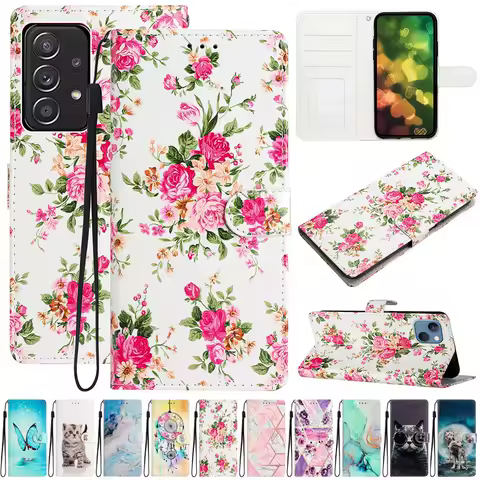Magnetic Wallet Flip Case For Samsung Galaxy A12 A22 A32 A52 A72 A13 A23 A33 A53 A73 A04 A04S S21 FE S22 Plus S23 Ultra Cover