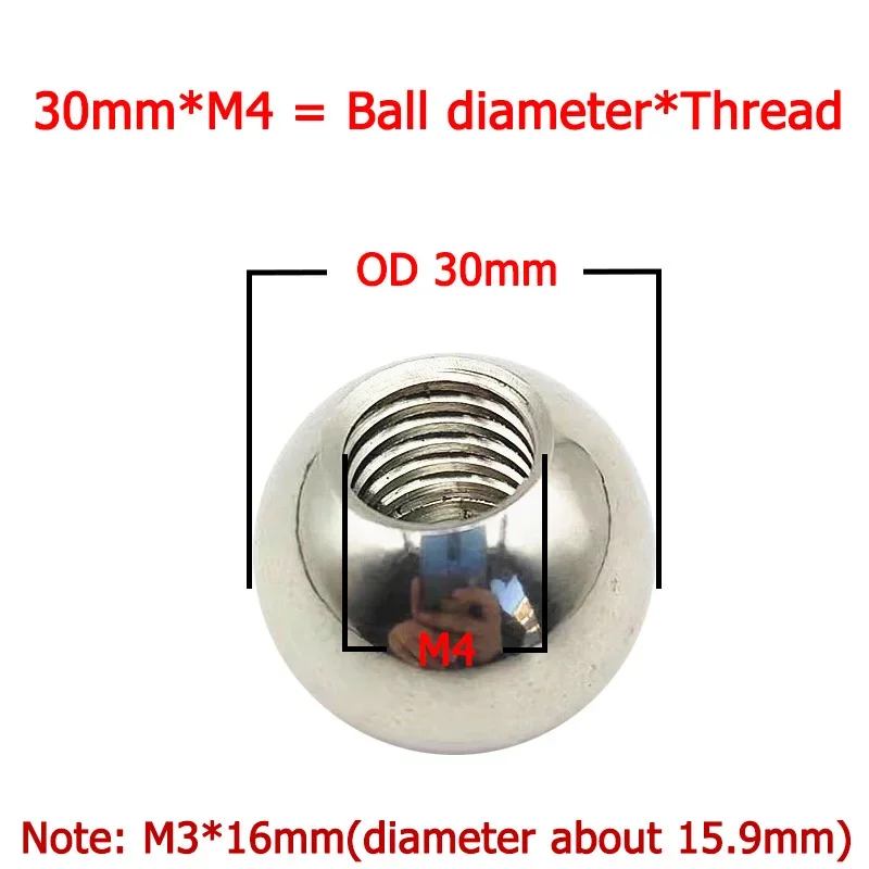OD 5-60mm Threaded Half Hole Balls 304 Stainless Steel Drilling Ball Blind Hole Metric Female Thread M2 M2.5 M3 M4 M5 M6 M8 M10