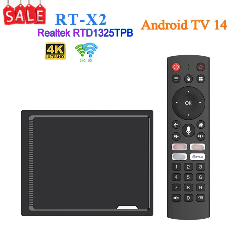 

RT-X2 Android 14.0 ТВ-приставка 4 ГБ 64 ГБ Realtek RTD1325TPB 2,4G/5G Wi-Fi6 4K BT5.X Медиаплеер Телеприставка