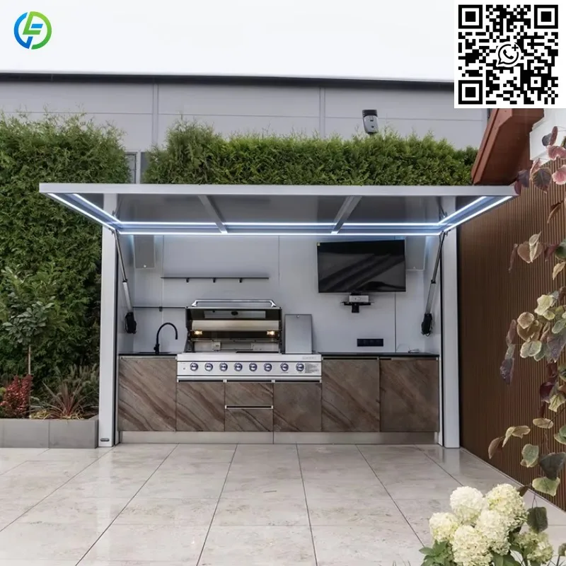 Customized BBQ House All-In-One Heavy-Duty Stainless Steel Grill Modern Style Mobile Kitchen with Waterproof Feature