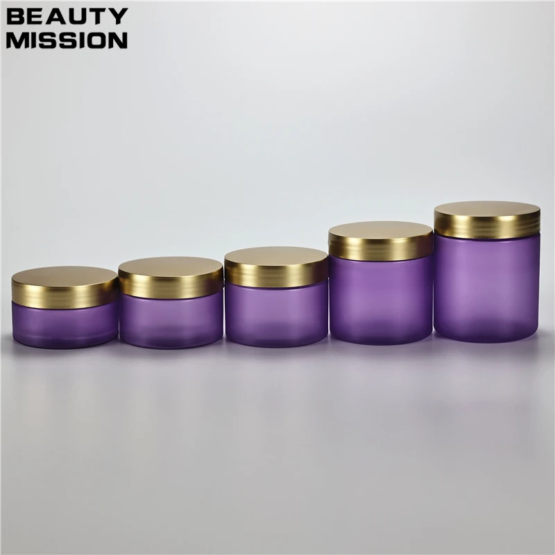 100g 120g 150g 200g 250g x 20 vazio fosco roxo frasco de plástico tampa dourada cosméticos creme facial cuidados com a pele recipientes de armazenamento