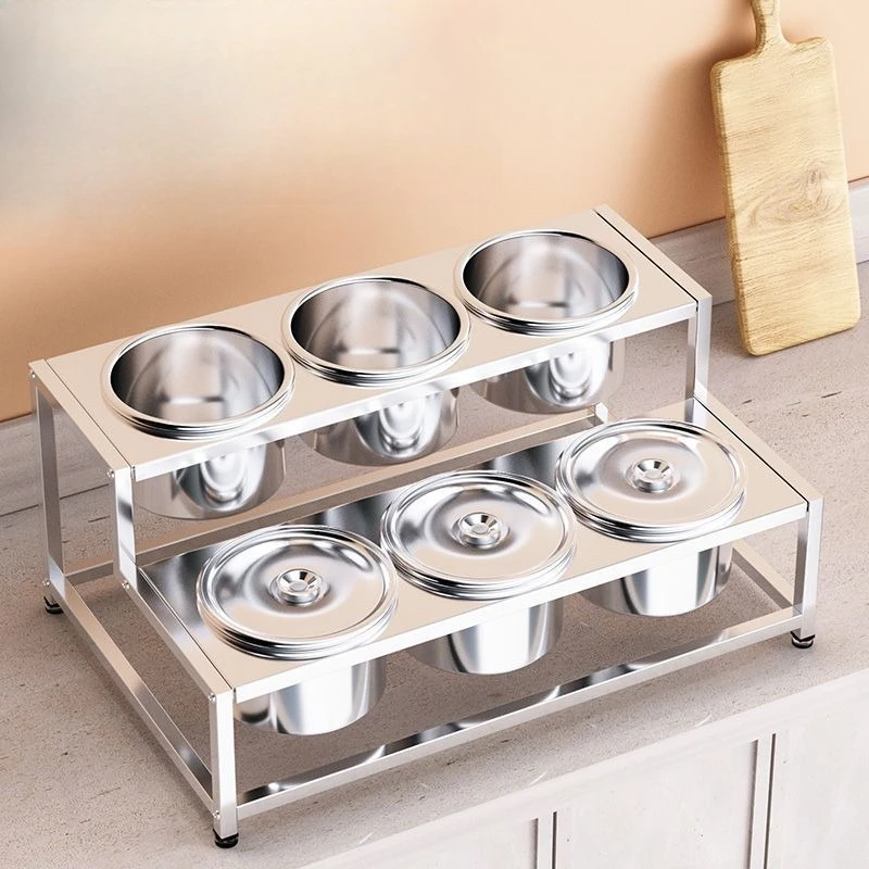 

Stainless steel high and low multi-layer round cylinder 16 seasoning rack grid rack