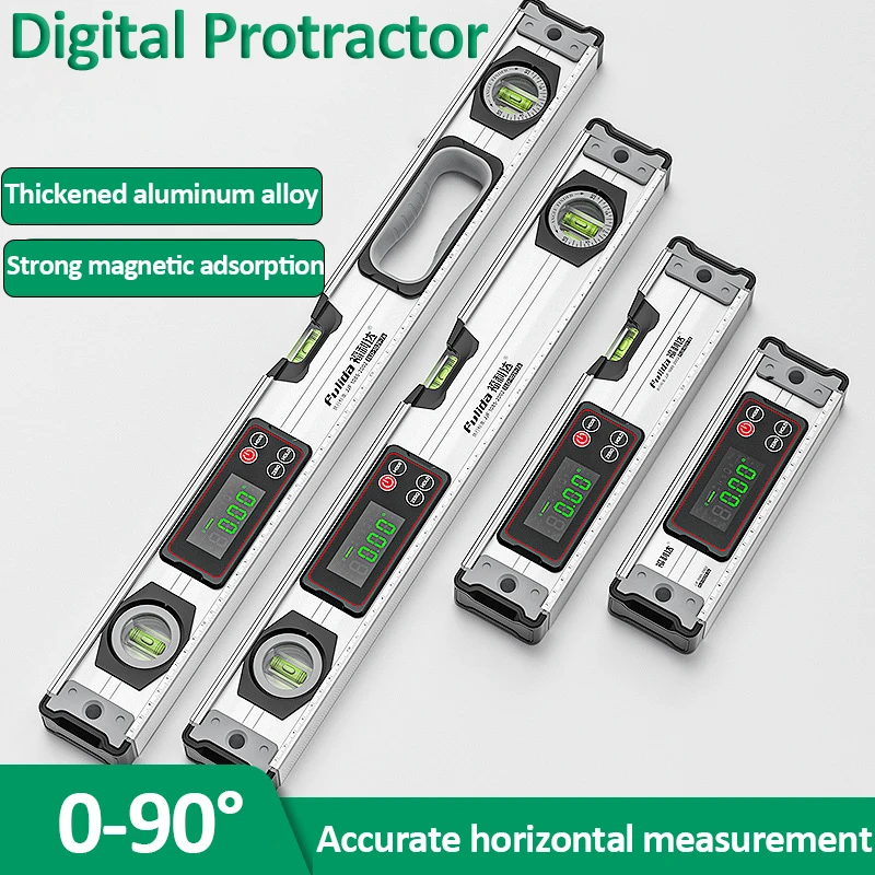 Digital Protractor Angle Finder Inclinometer Magnets Level Angle Slope 0-90 °Electronic Level Ruler  20-50MM with LED Display