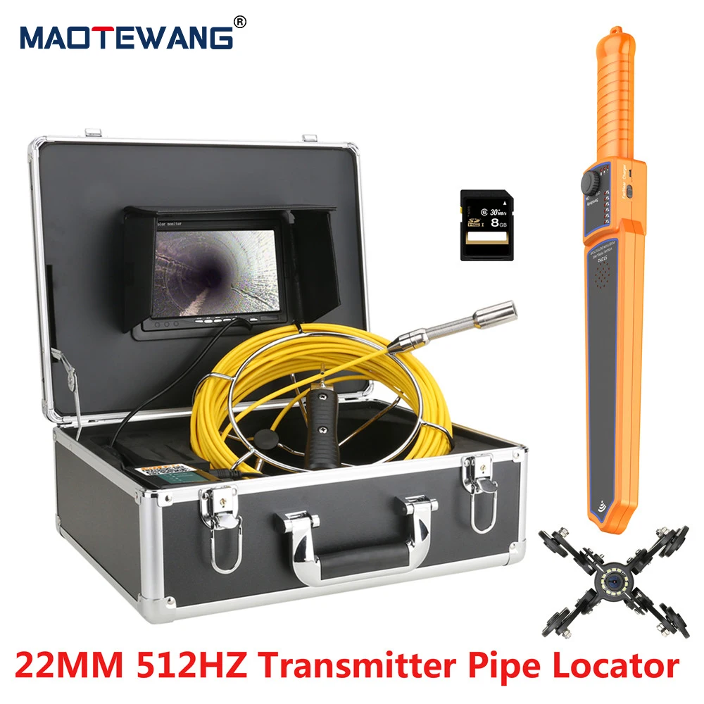 

9" Sewer Pipe Inspection Video Camera with 512HZ Pipe Locator 22MM Industrial Endoscope System HD 1000TVL Camera DVR IP68