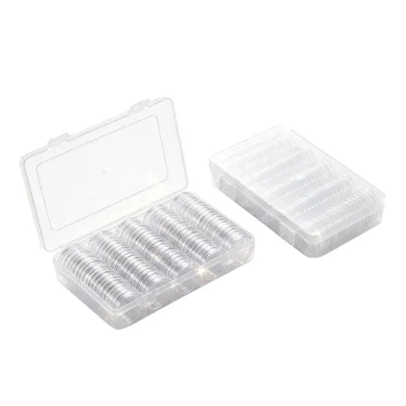 100 Stück Klare Münzkapsel-Halter 27/30mm Transparente Aufbewahrungsbox für Sammlermünzen – Detail 6