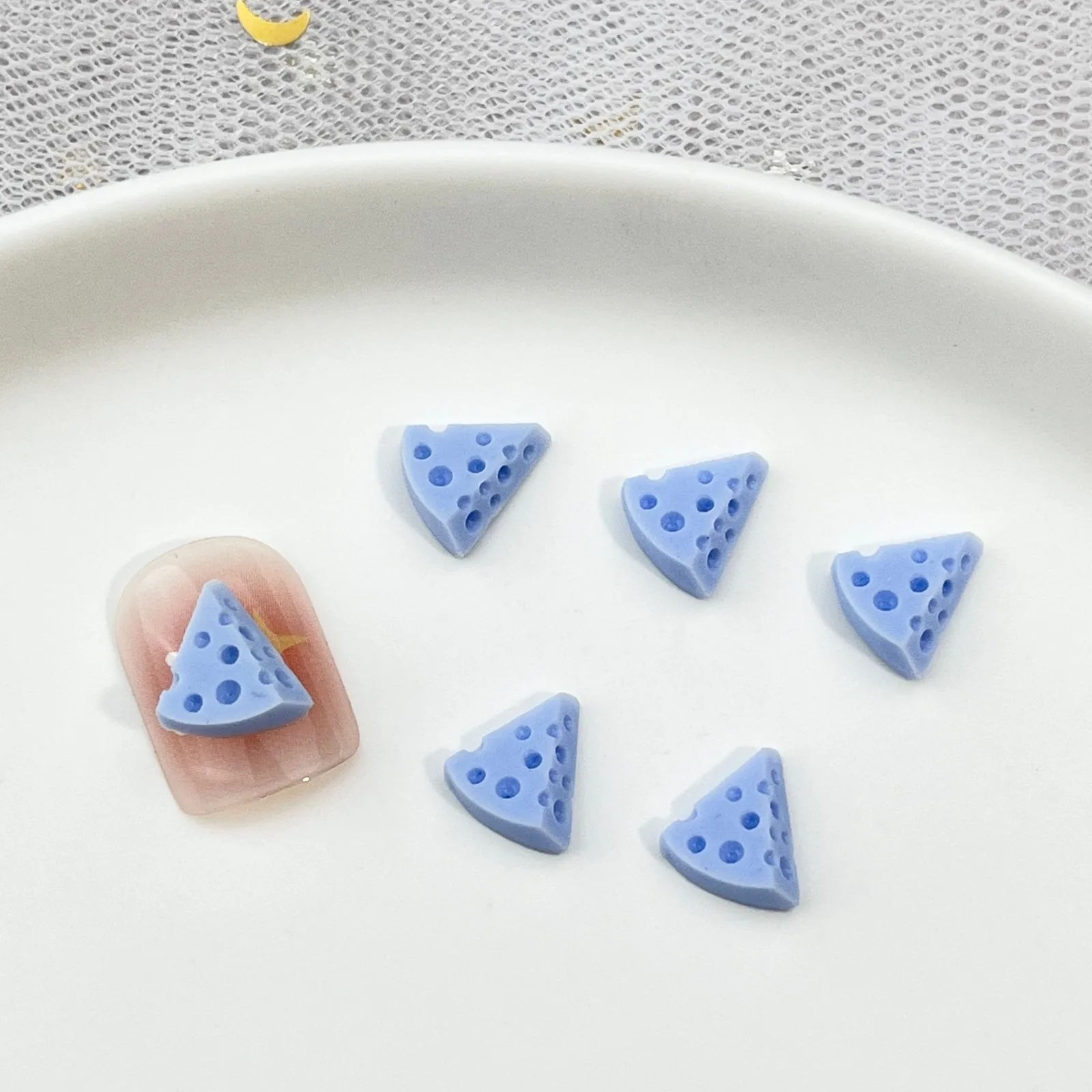 50pcs Cheese Nail Accessories Macaron Color Stereoscopic Simulation Cheese Cartoon Resin DIY Wearing Armor Accessories