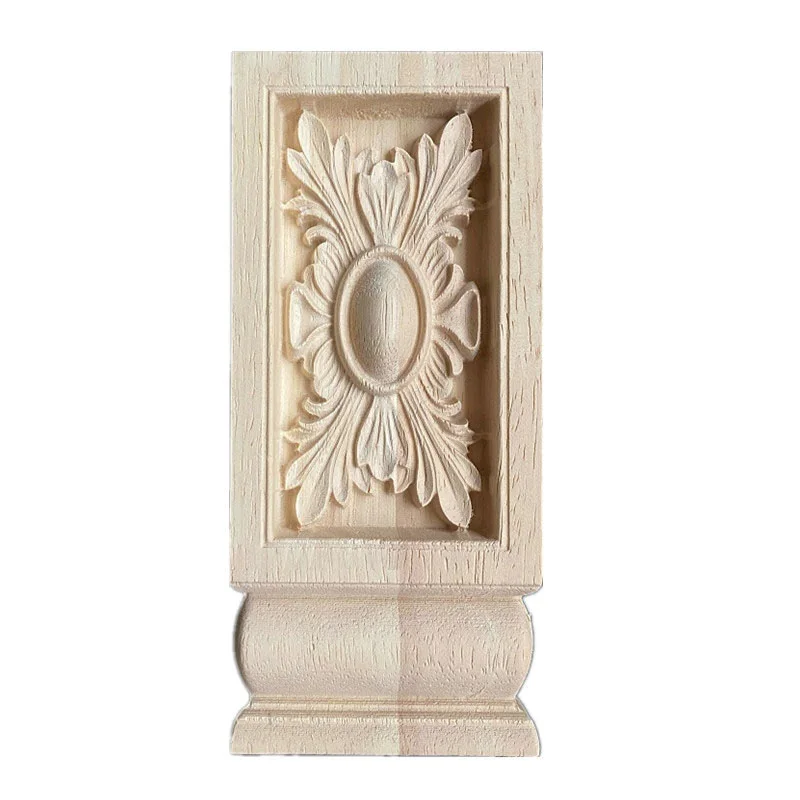 

10-23cm Exquisite Classic Rubber Wood Carved Applique Furniture Natural Decal Wood Color Home Decor Decoration Accessories