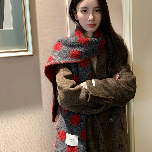 한국 스타일 인스 패턴 견과류 양모 수건 여성 가을 겨울 두꺼운 보온 목마개 다양한 스타일의 니트 목걸이  Best5