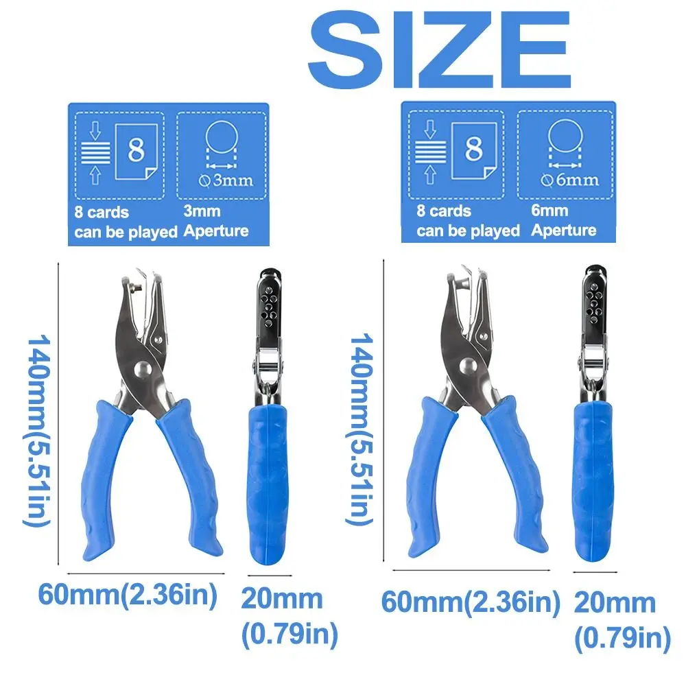 2Pcs 3/6mm Single Hole Punching Machine Creative Rubber Handle Mini Paper Puncher Portable Non-slip Punch Plier Scrapbooks