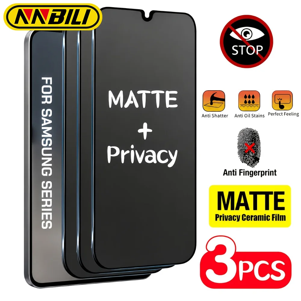 NNBILI 3pcs Matte Ceramic Privacy Screen Protector Compatible for Samsung Galaxy A17/A27/A37/A57/A56/A13/A14/A15/A16/A32/A22
