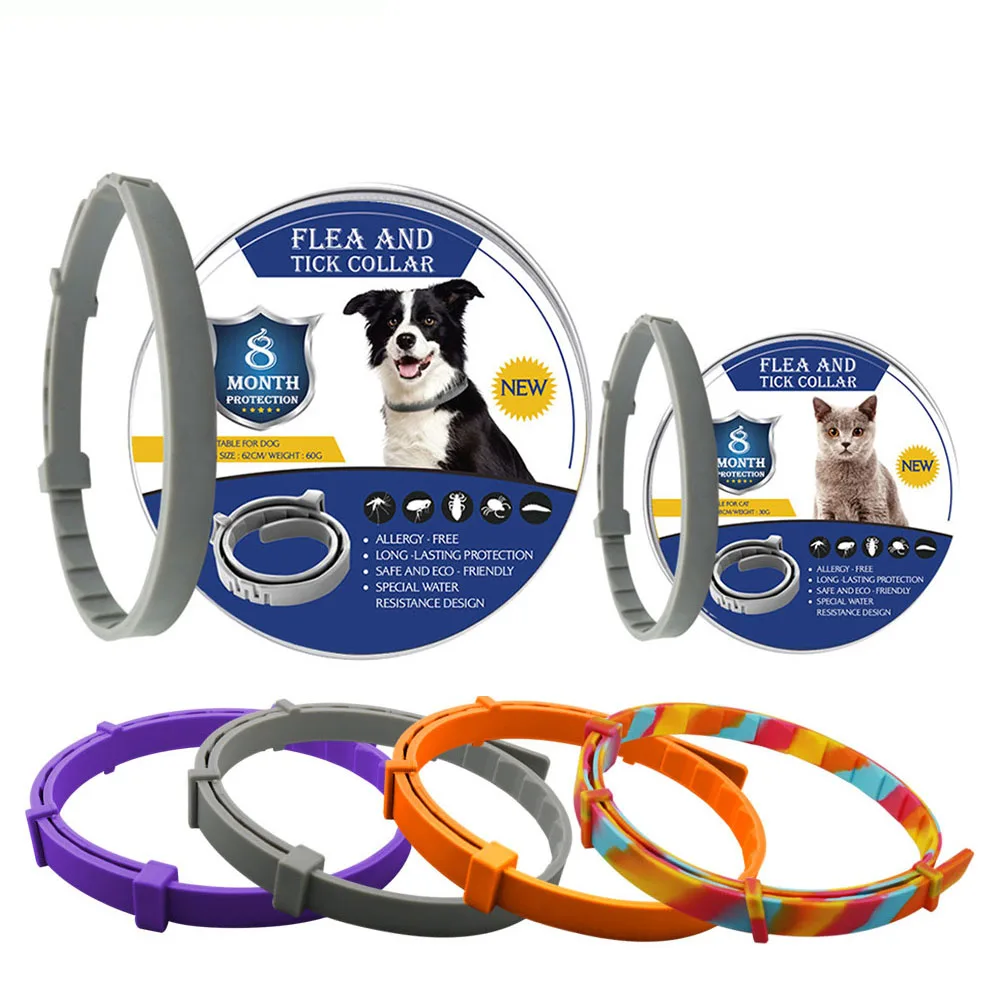 Silicone Flea And Tick Collar For Dogs Cats Up To 8 Month Flea Tick Dog Collar Anti-mosquito and insect repellent Pet collars