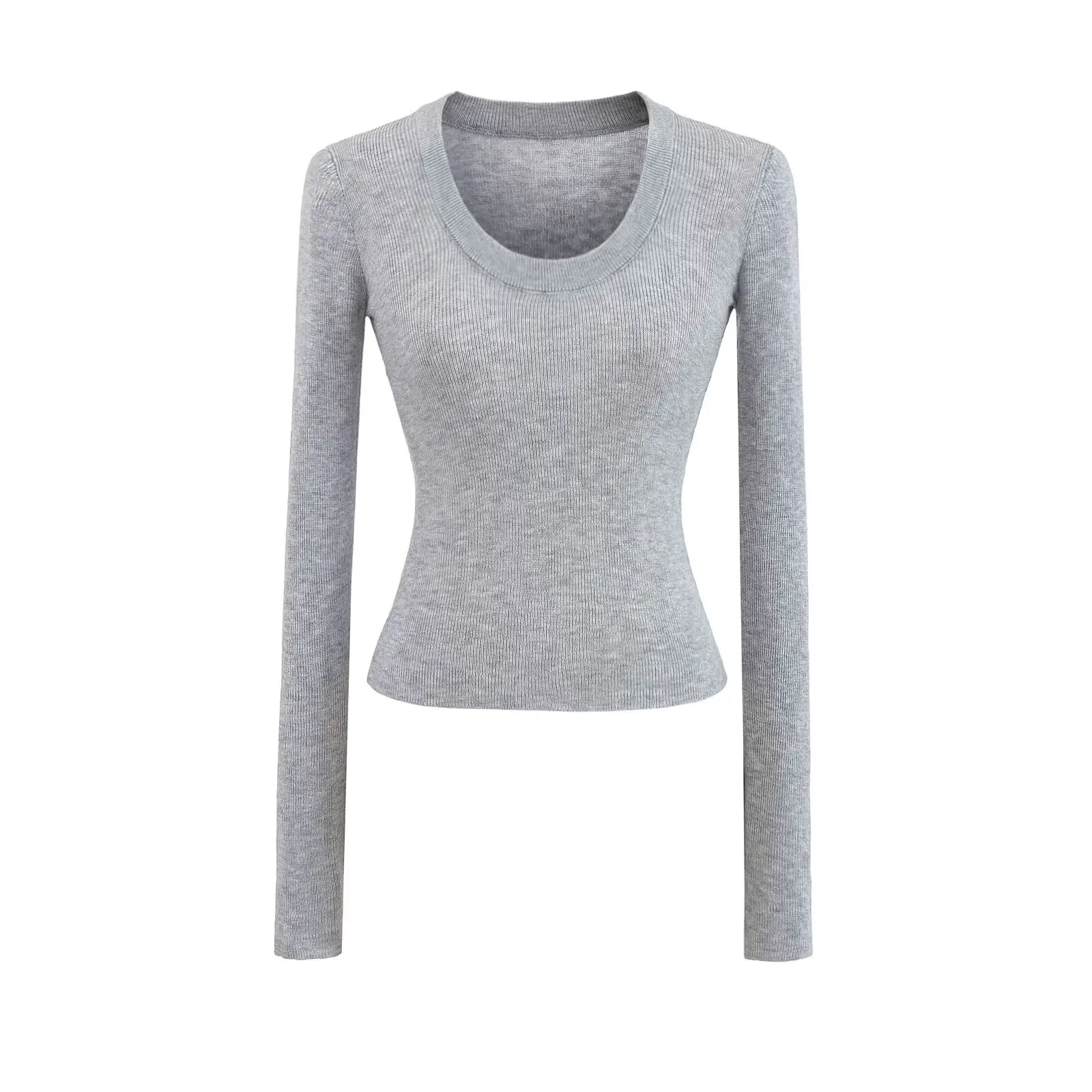 قميص American Sle U-Ne Knitwear للسيدات ذو اللون الأساسي للتخسيس ort Sve Street Sle Spring Vintage Top