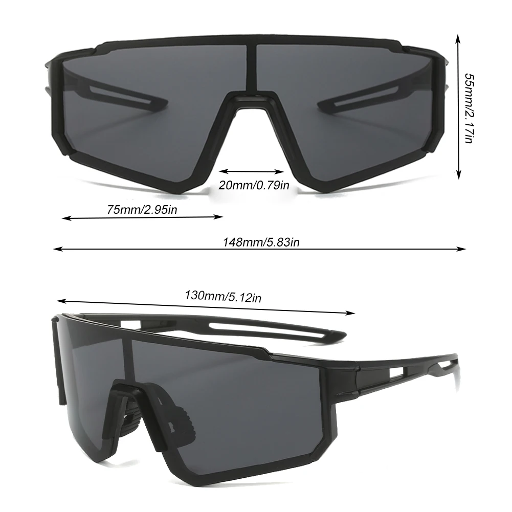 Gafas de sol de ciclismo con protección UV para hombre y mujer, lentes antideslumbrantes a prueba de viento, montura grande, para deportes al aire