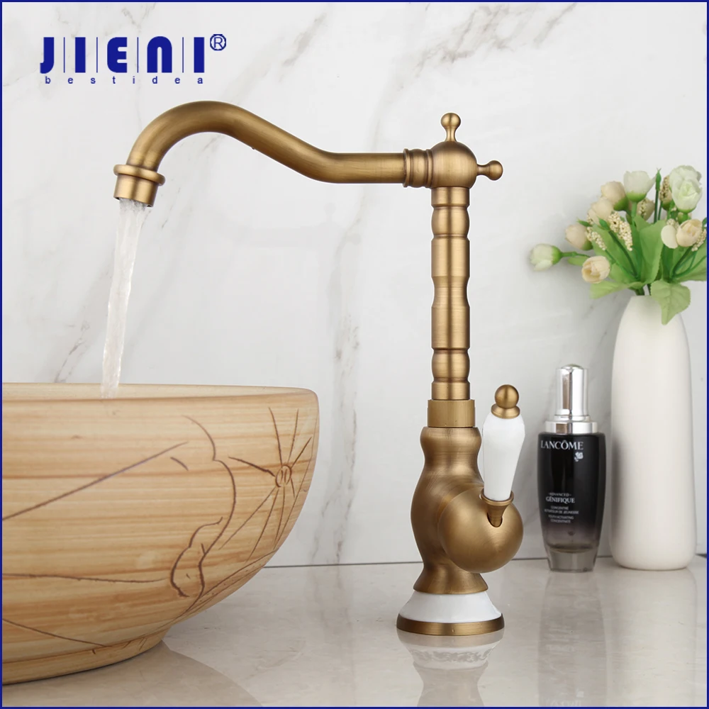 JIENI 360 Swivel Kitchen Sink Faucet Brass Stream Mode Bathroom Basin Faucets Hot Cold Mixer Taps With 1/2'' G Water pipe